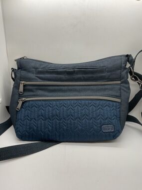 lug Quilted Crossbody Bag in Blue and Dark Blue